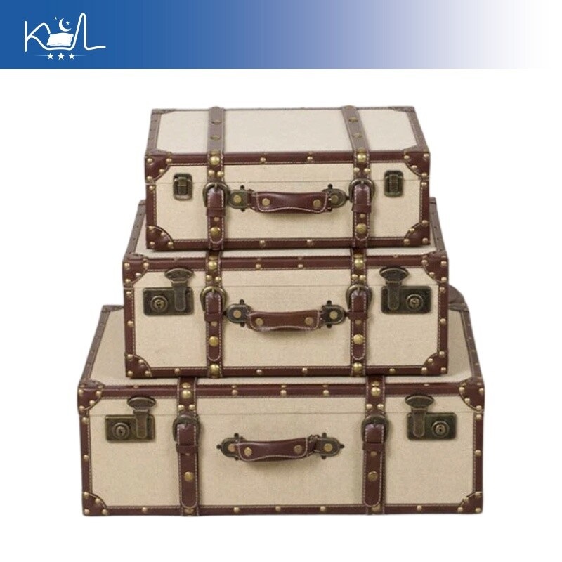 Vintage Linen Fabric Storage T - огляд і ціна Retro Vintage Trunk Suitcase